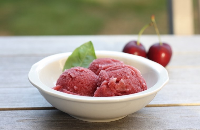 Cherry-Grapefruit Basil Sorbet