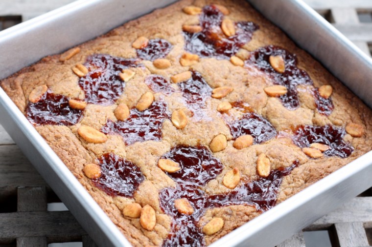 Salted Peanut Butter and Jelly Blondies