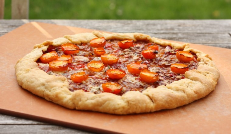 Caramelized Onion, Tomato and Blue Cheese Galette